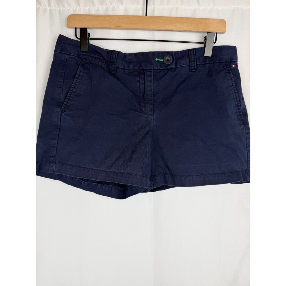 TOMMY HILFIGER Y2K Micro Mini Shorts Womens Navy Blue 8 Chinos Preppy Bratcore